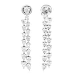 3.61 Carat SI Clarity HI Color Pear Shape Diamond 18 Karat White Gold Earrings