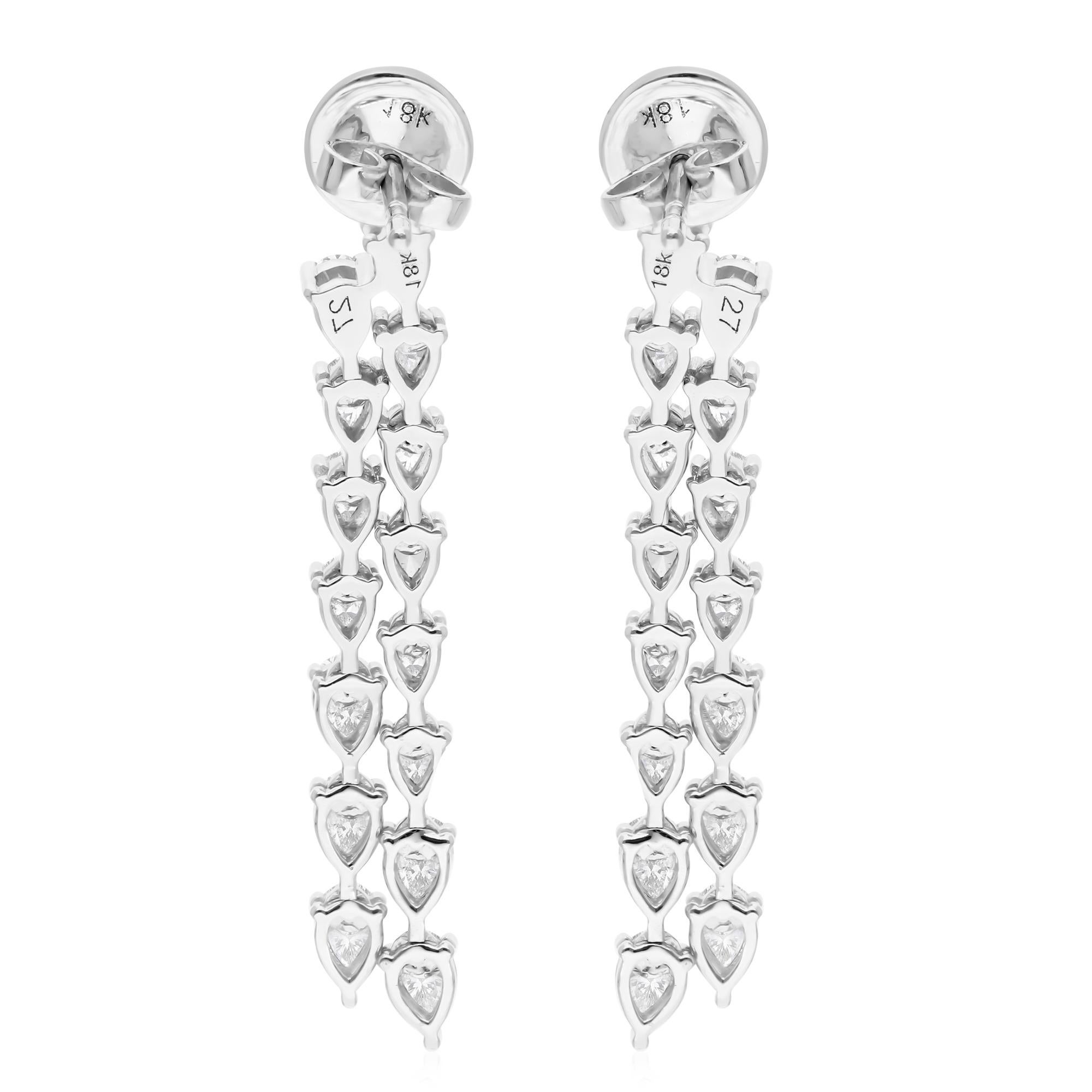 Pear Cut 3.61 Carat SI Clarity HI Color Pear Shape Diamond 18 Karat White Gold Earrings For Sale