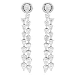 3.61 Carat SI Clarity HI Color Pear Shape Diamond 18 Karat White Gold Earrings