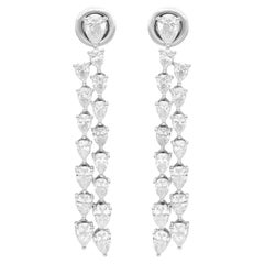 3.61 Carat SI Clarity HI Color Pear Shape Diamond 18 Karat White Gold Earrings