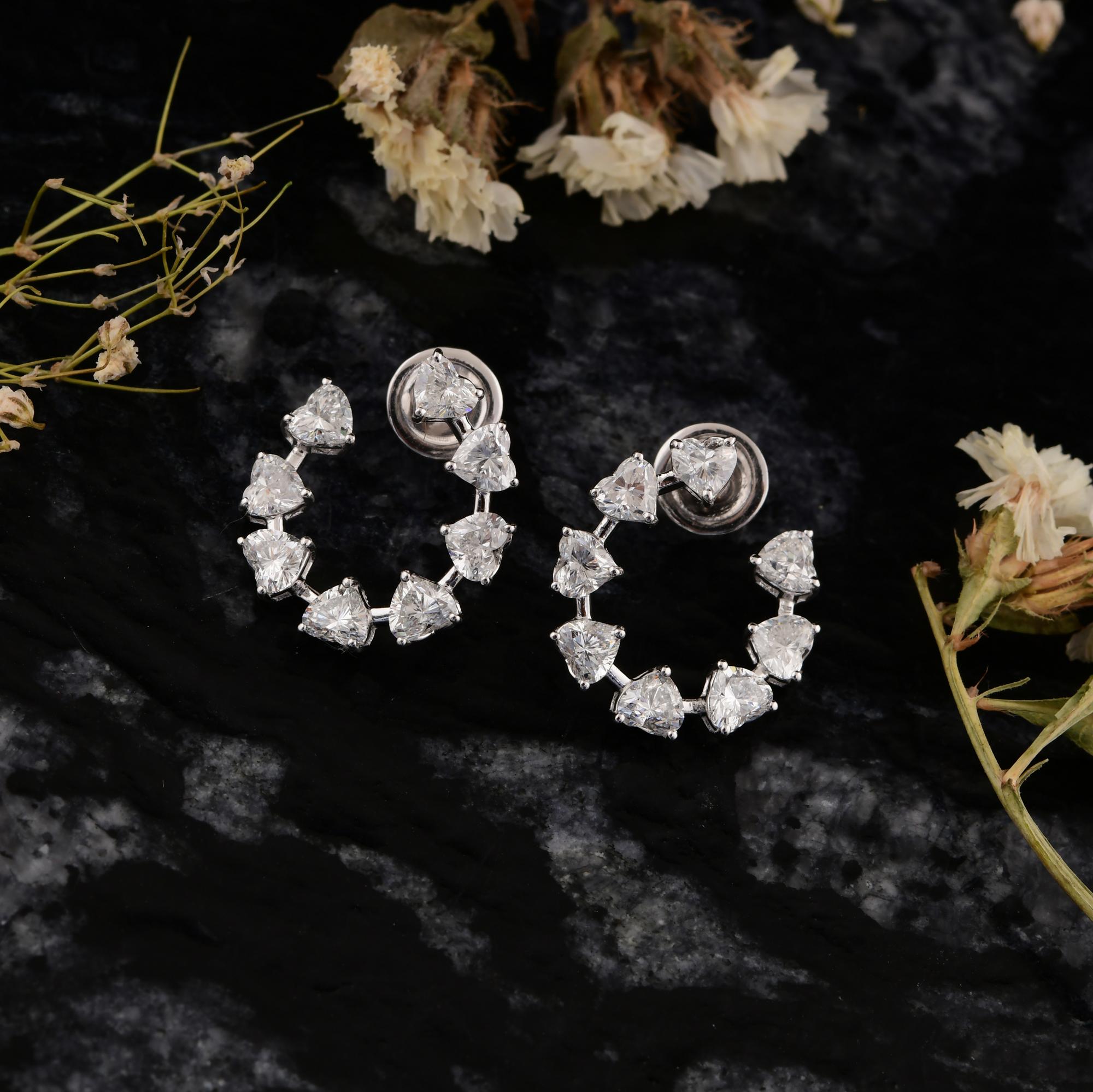 3,61 Karat SI/H Herz-Diamant-Ohrringe im Brillantschliff 14 Karat Weißgold Schmuck (Herzschliff) im Angebot