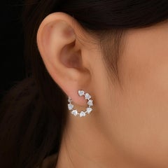3.61 Carat Heart Shape Diamond Hoop Earrings in 14K White Gold Luxury Bridal