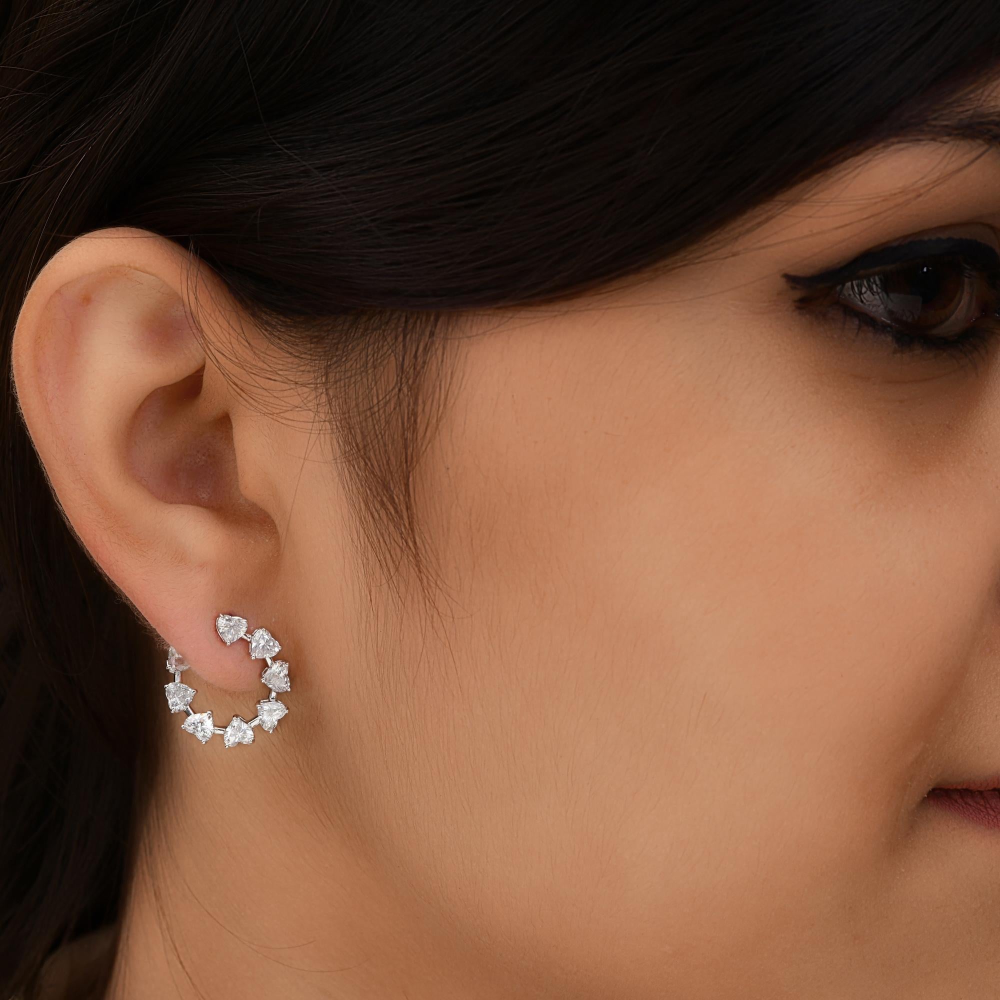 3,61 Karat SI/H Herz-Diamant-Ohrringe im Brillantschliff 14 Karat Weißgold Schmuck Damen im Angebot