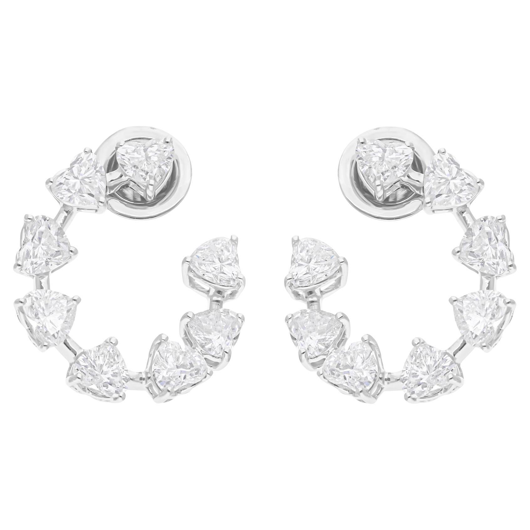 3.61 Carat SI/H Heart Brilliant Cut Diamond Earrings 18 Karat White Gold Jewelry