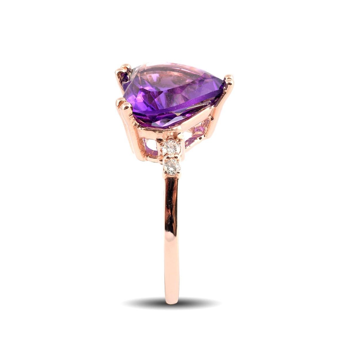 Mixed Cut 3.61 Carats Amethyst Diamonds set in 14K Rose Gold Ring For Sale