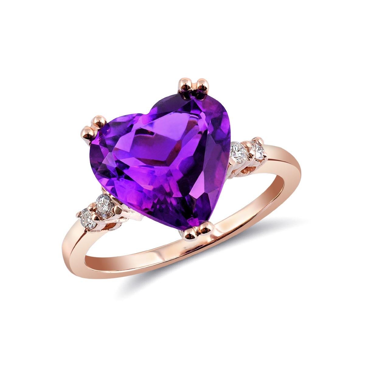 3.61 Carats Amethyst Diamonds set in 14K Rose Gold Ring In New Condition For Sale In Los Angeles, CA