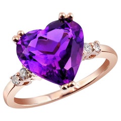 3.61 Carats Amethyst Diamonds set in 14K Rose Gold Ring