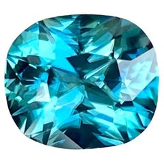 3.61 carats Blue Zircon Stone Cushion Cut Natural Cambodian Gemstone