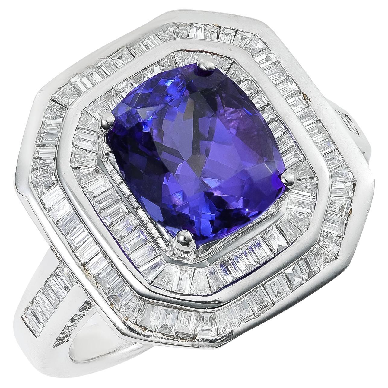 3.61 cts Natural Tanzanite 
1.90 cts Diamonds 18K White Gold Ring