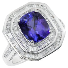 3.61 cts Natural Tanzanite 
1.90 cts Diamonds 18K White Gold Ring