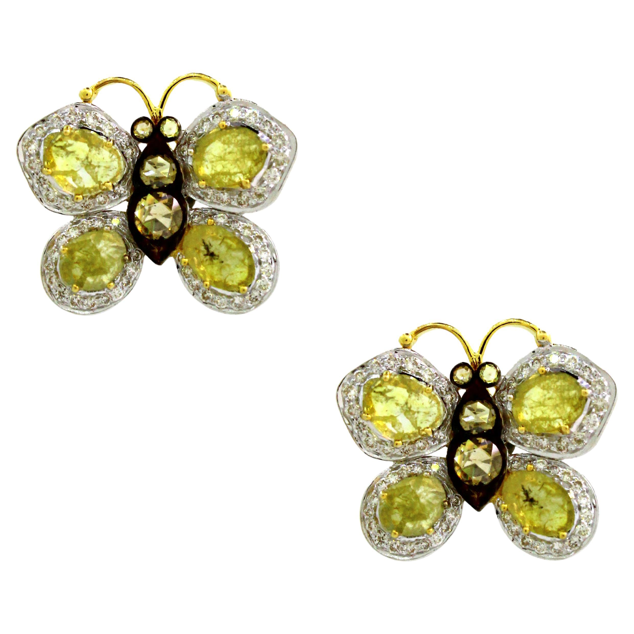 3,61 Karat gemischte Farbe Diamant-Ohrstecker