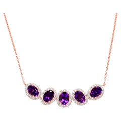 3,61 Karat Amethyst Braut-Halskette Roségold vergoldet 925 Sterlingsilber Halskette