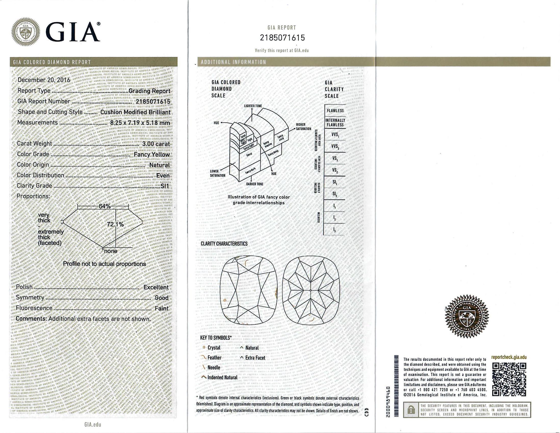 3,61 Gesamtkarat Ausgefallener gelber Diamant Damen Verlobungsring GIA im Angebot 3