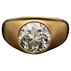 1.72 Carat Old Mine Diamond 22 Carat Gold Satin-Finish Gypsy Ring by ...