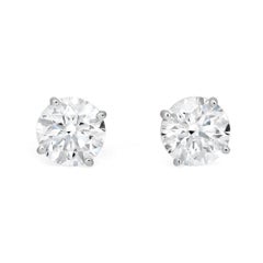 3.61Cttw Four Prong Round Cut Lab Grown Diamond Stud Earrings 14K White Gold