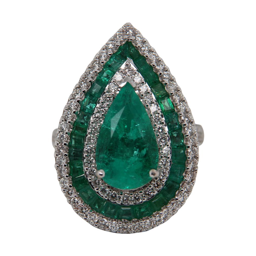 3.62 Carat Emerald and Diamond Cocktail Ring in 18 Karat Gold