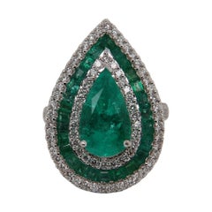 3.62 Carat Emerald and Diamond Cocktail Ring in 18 Karat Gold