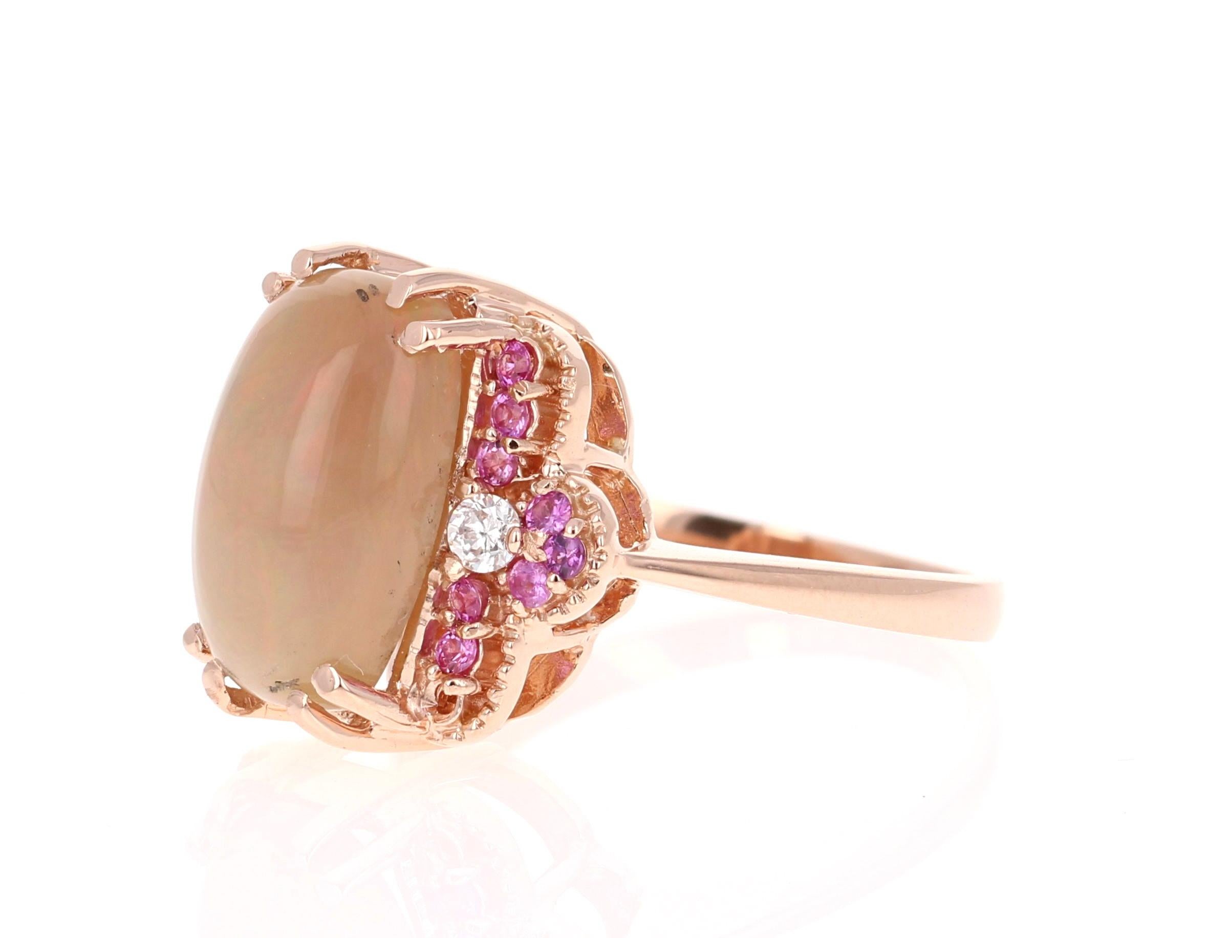 3,62 Karat Opal Diamant 18 Karat Roségold Ring (Zeitgenössisch) im Angebot