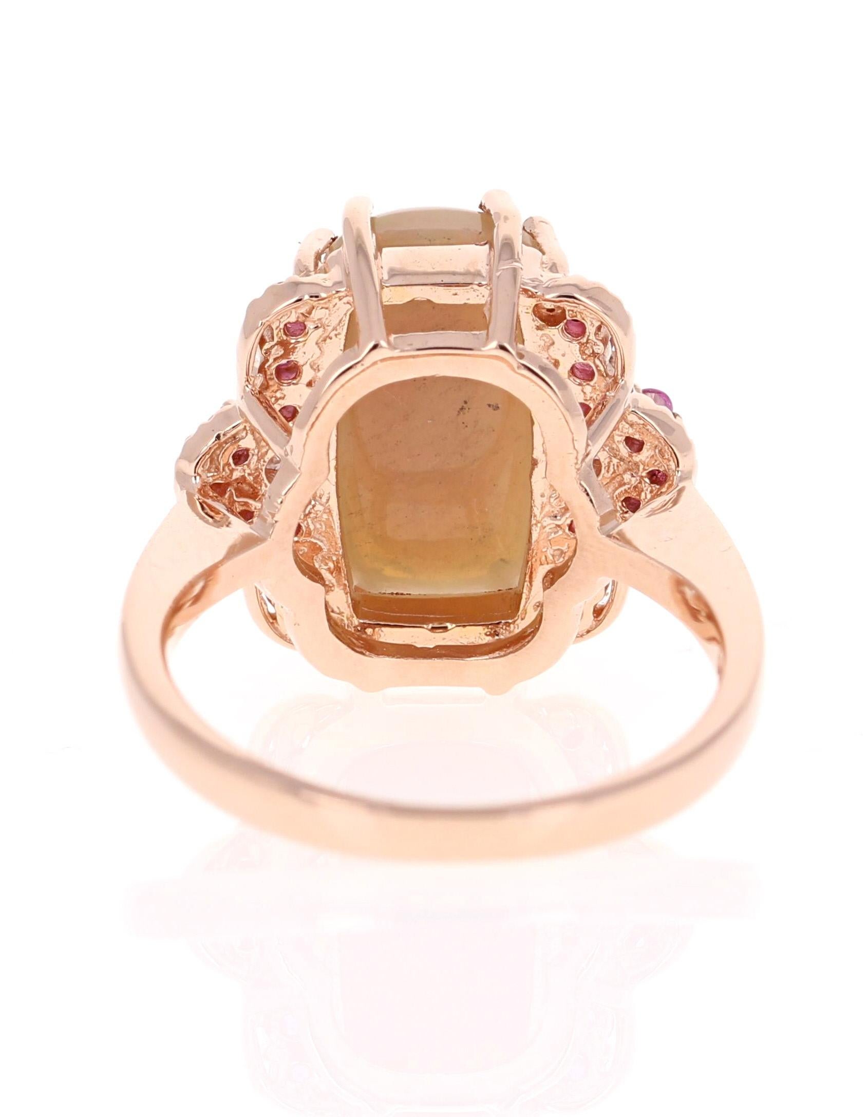 Oval Cut 3.62 Carat Opal Diamond 18 Karat Rose Gold Ring For Sale