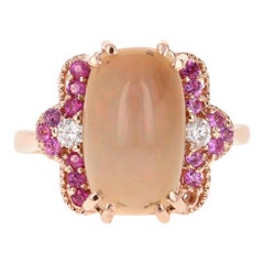 Anillo de oro rosa de 18 quilates con diamante ópalo de 3,62 quilates