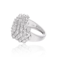 3.62 Carat Oval Marquise Pear Diamond Cocktail Ring 18 Karat White Gold Jewelry