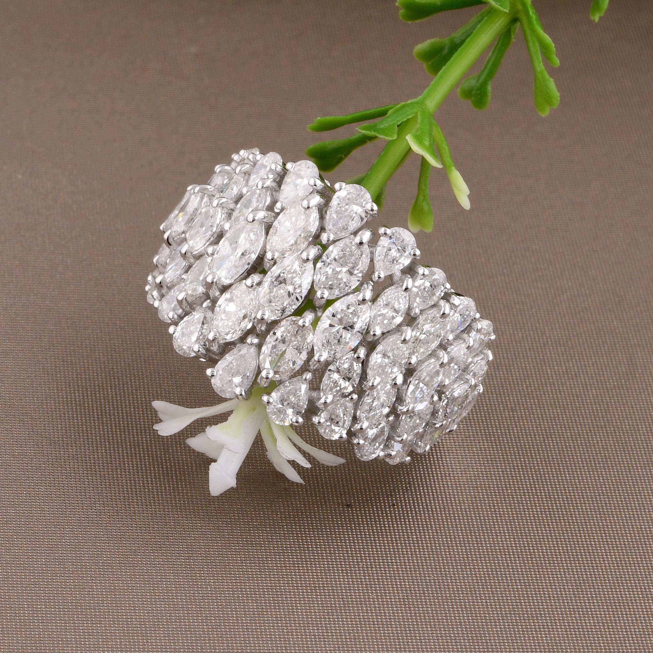 Cocktailring aus 18 Karat Weißgold mit 3,62 Karat ovalem Marquise-Diamant in Birnenform (Moderne) im Angebot