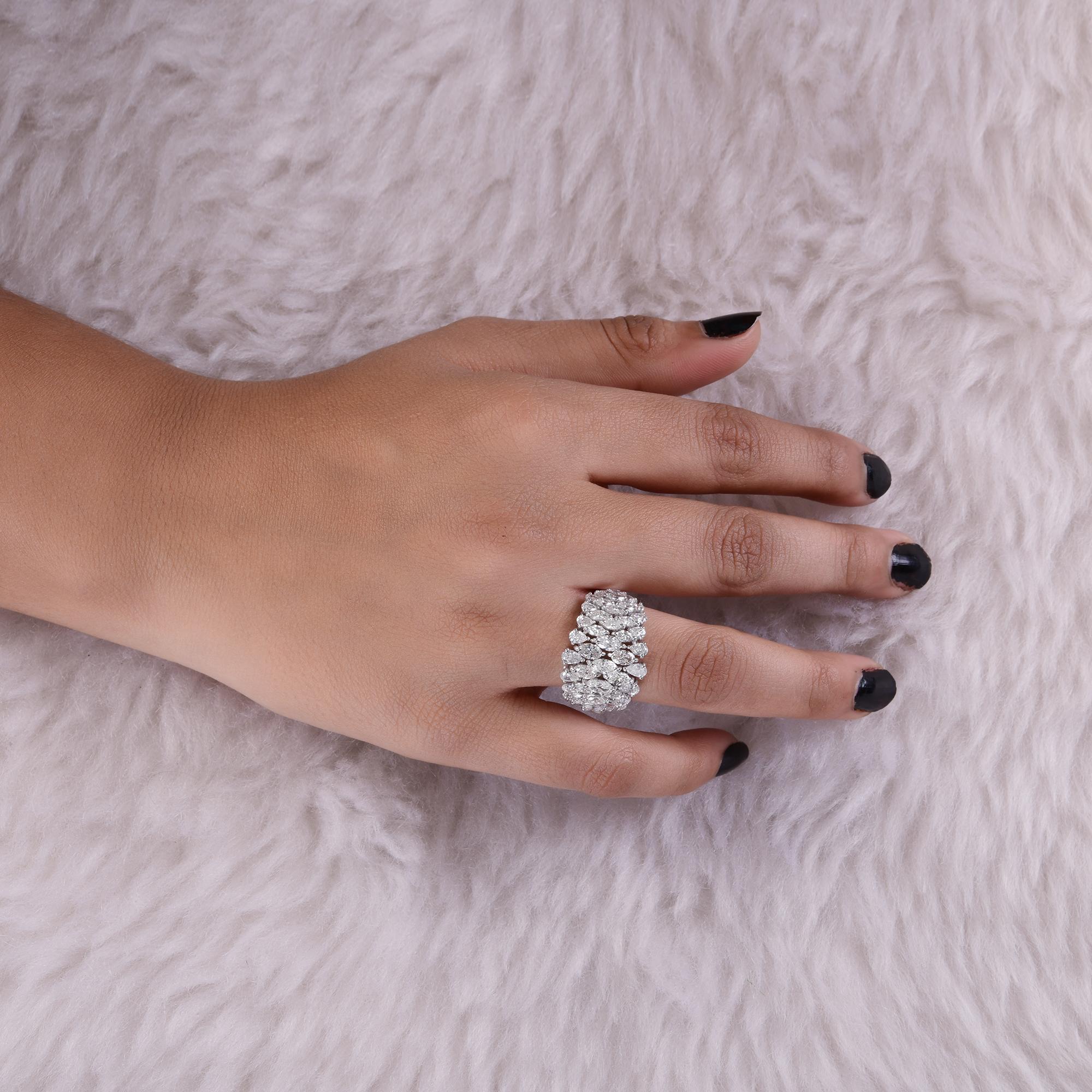 Cocktailring aus 18 Karat Weißgold mit 3,62 Karat ovalem Marquise-Diamant in Birnenform (Tropfenschliff) im Angebot