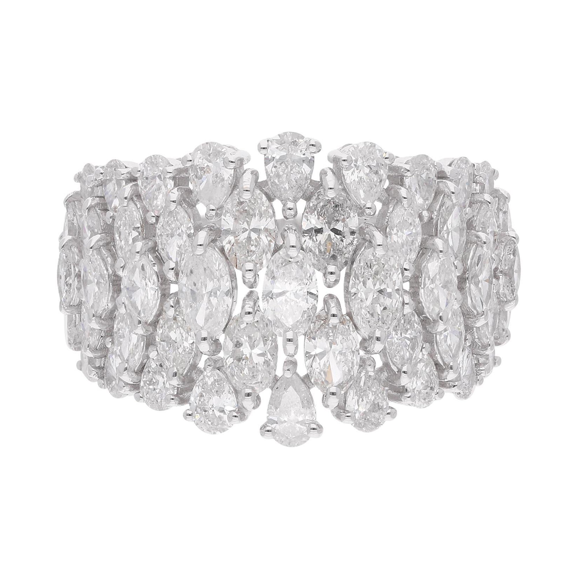 3.62 Carat Oval Marquise Pear Diamond Cocktail Ring 18 Karat White Gold Jewelry
