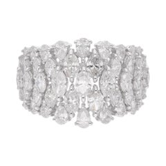 3.62 Carat Oval Marquise Pear Diamond Cocktail Ring 18 Karat White Gold Jewelry