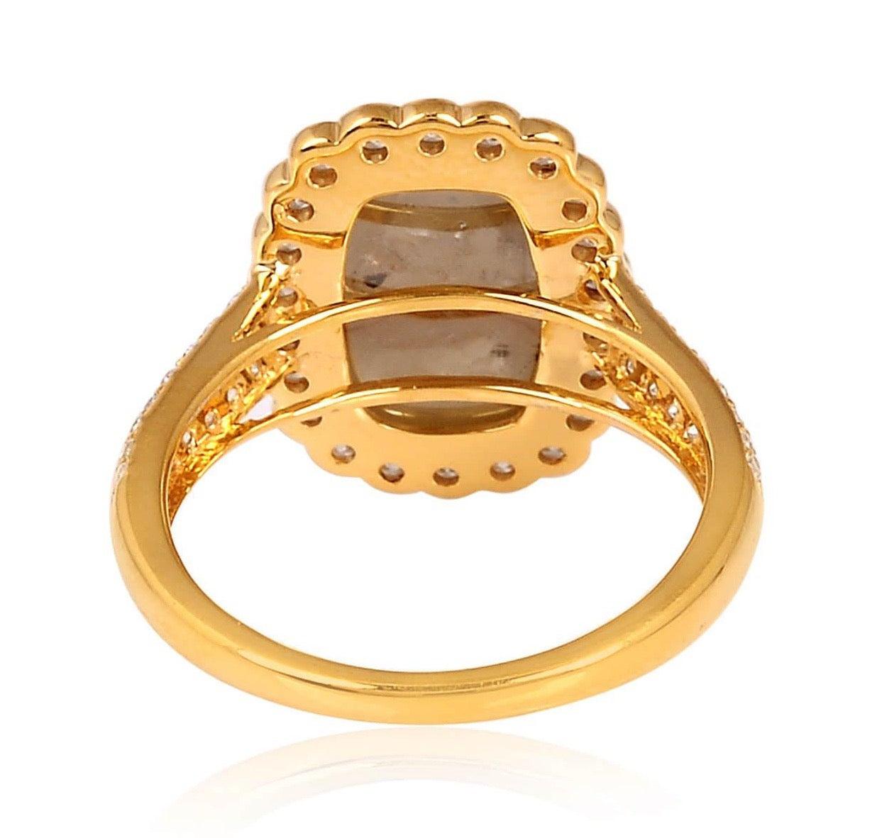 For Sale:  3.62 Carat Slice Diamond 18 Karat Gold Ring 3