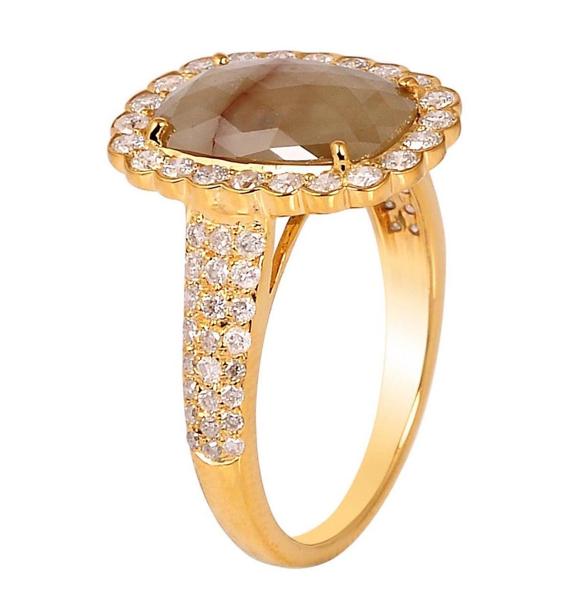 For Sale:  3.62 Carat Slice Diamond 18 Karat Gold Ring 4