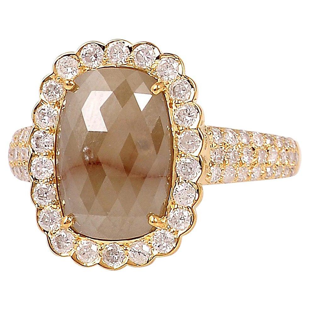 For Sale:  3.62 Carat Slice Diamond 18 Karat Gold Ring
