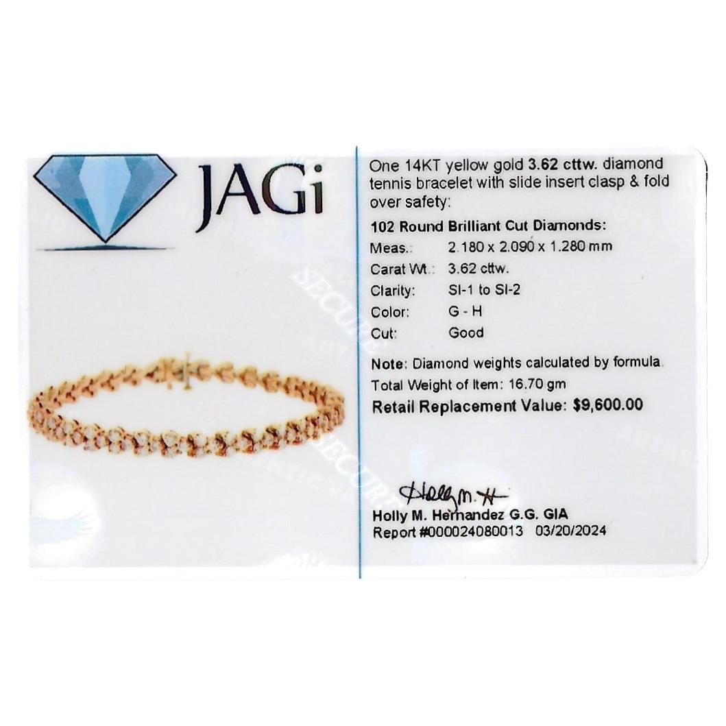 3.62 Carat Total Round Diamond Trio Cluster Tennis Bracelet 14 Karat Yellow Gold For Sale 6
