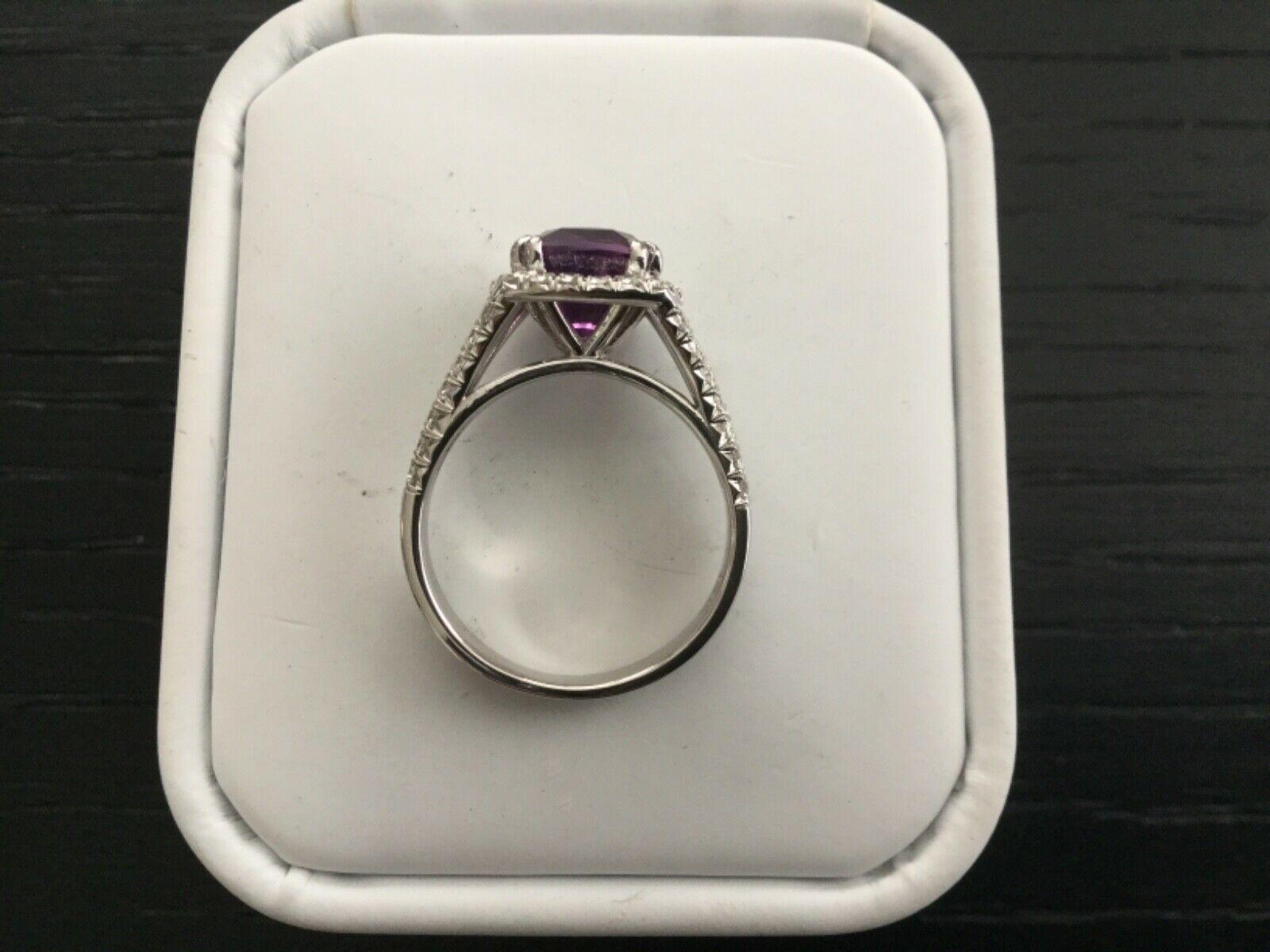 3.62 Carat Unheated Natural Pink Purple Sapphire and Diamond Ring GIA Certified 5