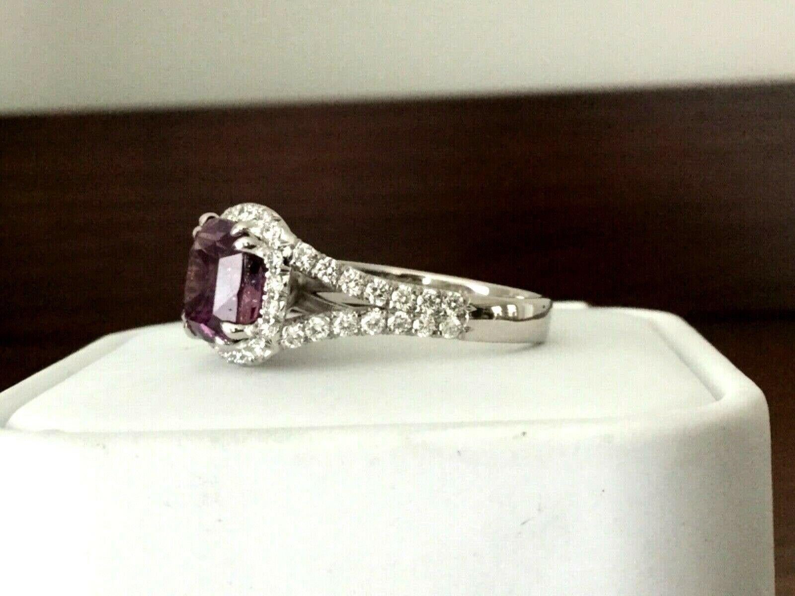 3.62 Carat Unheated Natural Pink Purple Sapphire and Diamond Ring GIA Certified 2