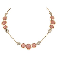 36.26Carat Guava Quartz Necklace in 18Karat Rose Gold with White Diamond.