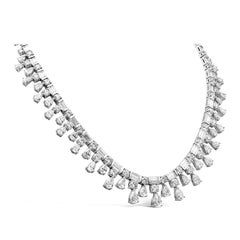 Roman Malakov Diamonds 36,28 carati totali, collana con frangia di diamanti a taglio misto in platino