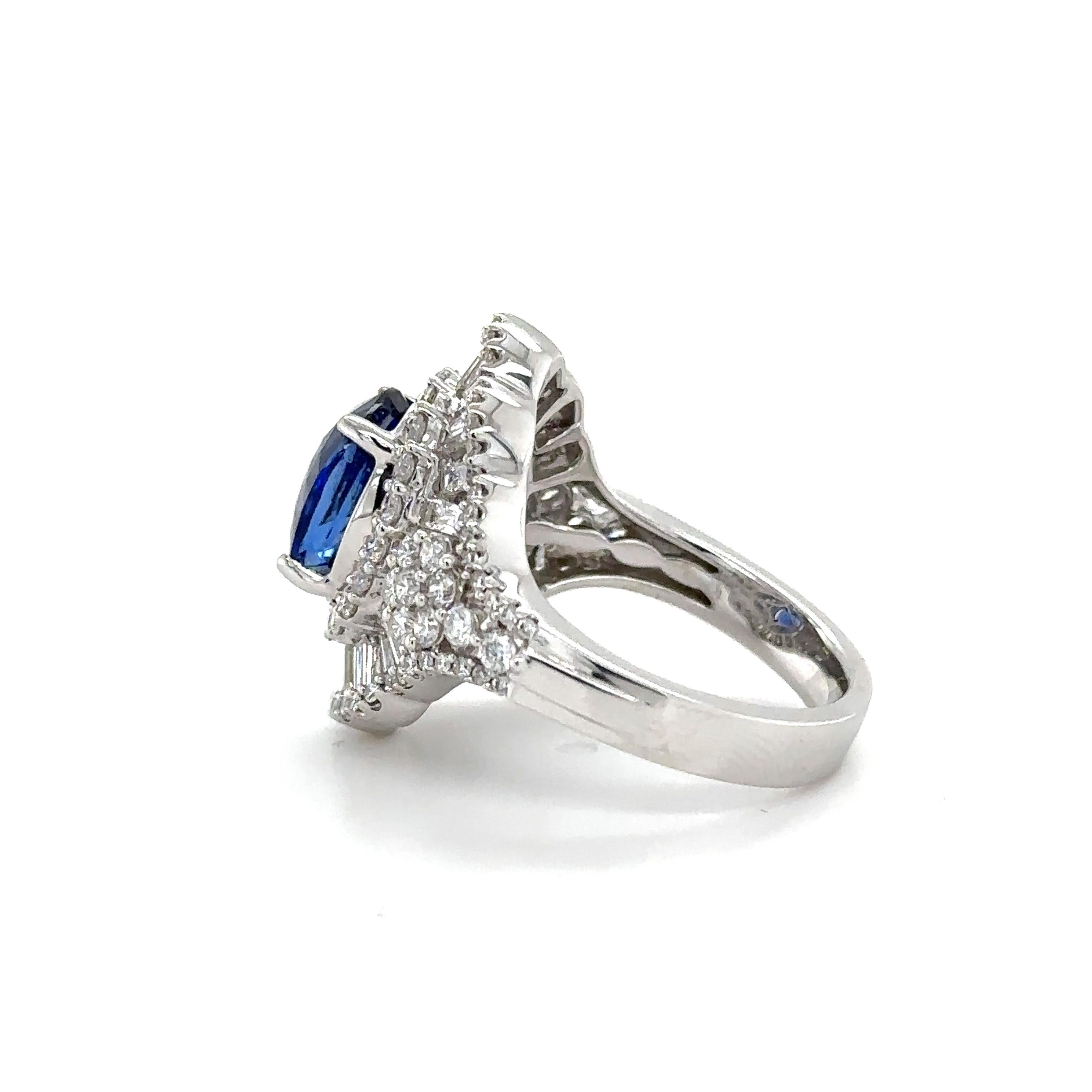 Women's 3.62 Carat GRS Certified Sapphire Diamond Ring For Sale