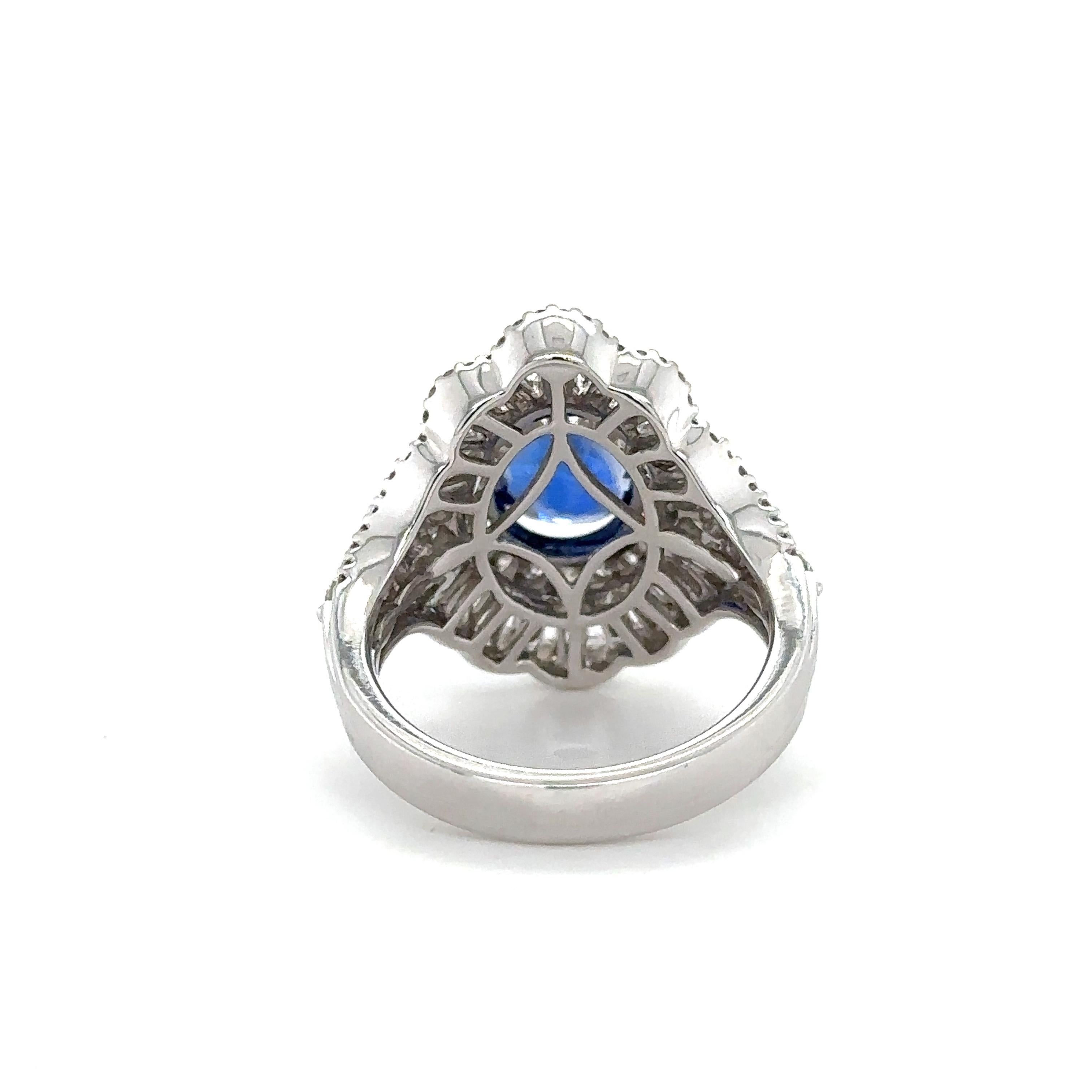 3.62 Carat GRS Certified Sapphire Diamond Ring For Sale 1