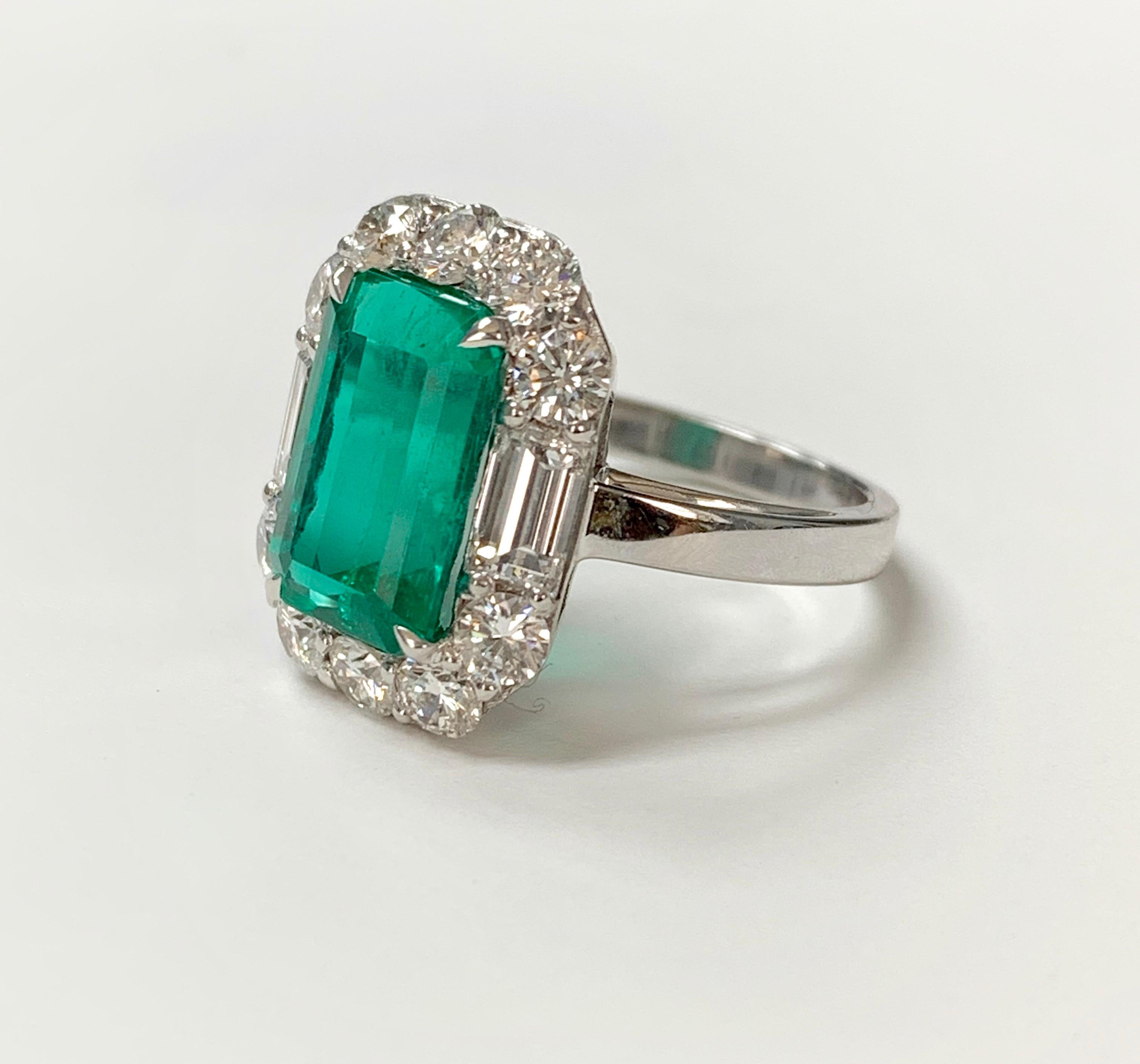 GIA Certified 3.63 Carat Colombian Emerald and Diamond Ring in 18k White Gold 1