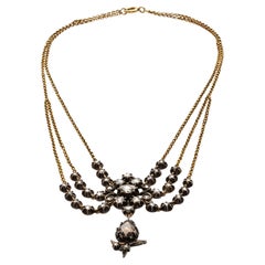 3,63 Karat Diamant-Halskette in Gelbgold und Silber