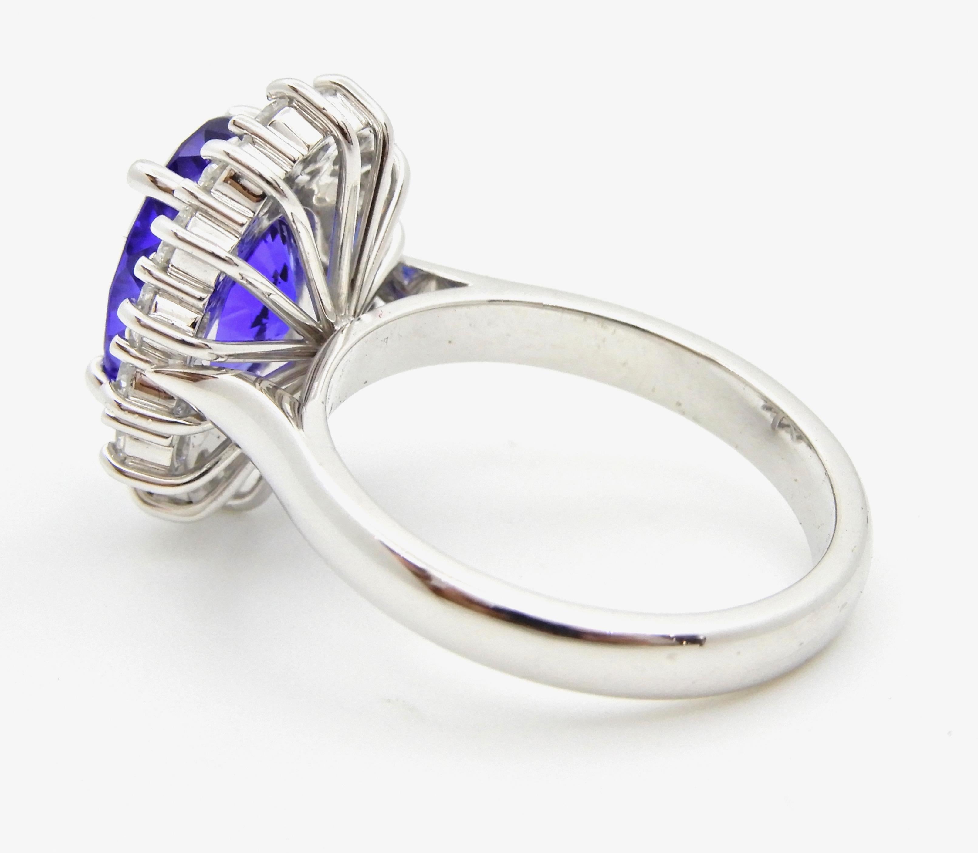 3.63 Carat Oval Cut Tanzanite Diamond Handmade Ring In New Condition For Sale In Brisbane, QLD