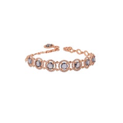 3.63 Carats Blue Sapphire Rose Cuts & Diamonds Chain Bracelet
