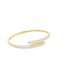 Roman Malakov 3.63 Carats Round Brilliant Cut Bangle Bracelet in Yellow Gold