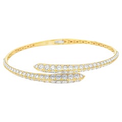 Pulsera brazalete de oro amarillo, talla brillante redonda, 3,63 quilates