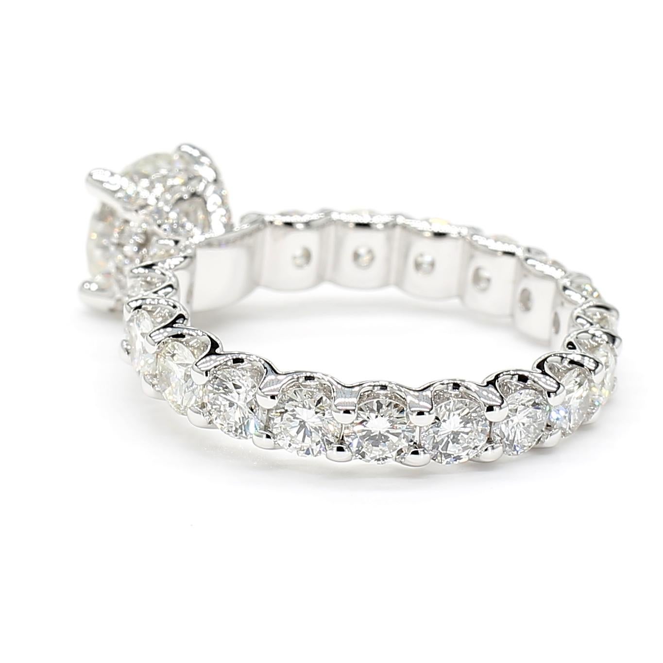 Round Cut 3.63 Carat Ring with Eternity GIA Round 18K White Gold *Natural Diamonds* For Sale