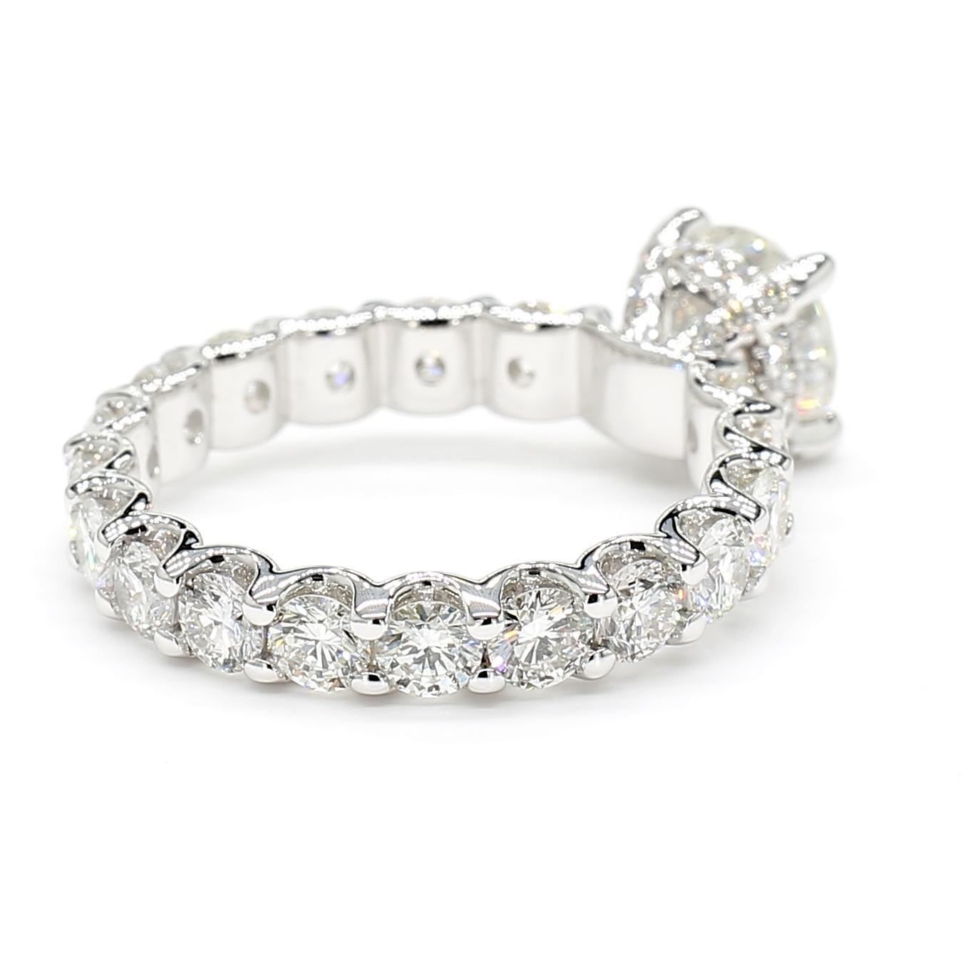 Women's 3.63 Carat Ring with Eternity GIA Round 18K White Gold *Natural Diamonds* For Sale