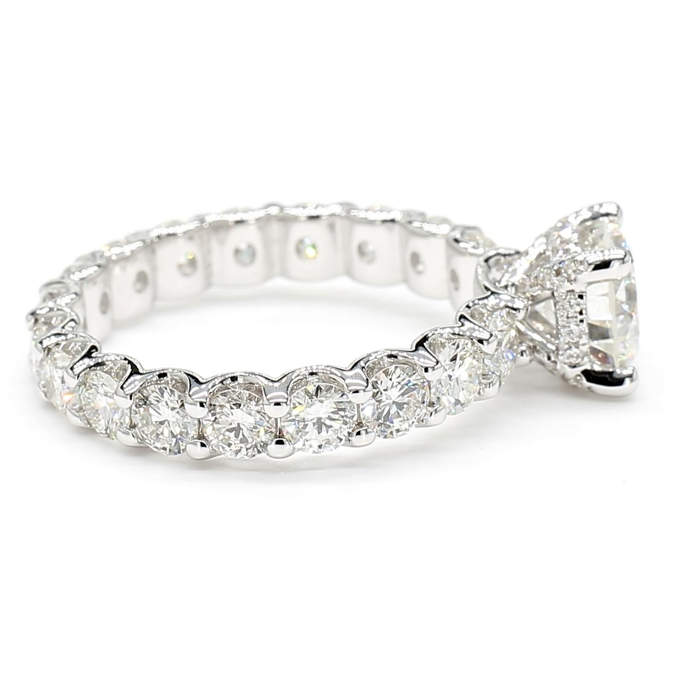 3.63 Carat Ring with Eternity GIA Round 18K White Gold *Natural Diamonds* For Sale 1