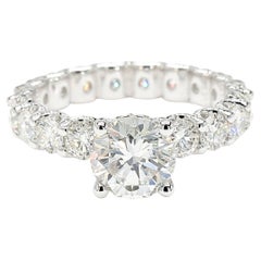 3.63 Quilates Total Anillo con Eternidad GIA Redondo Brillante Oro Blanco 18K Natural