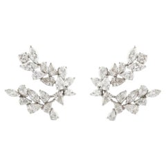 3.63 Ct Natural Multi Cut Diamond Jacket Earrings 14k White Gold Jewelry gift